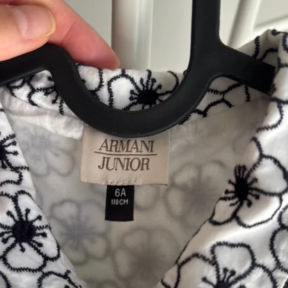 Armani Junior Floral Black and White Girls Dress